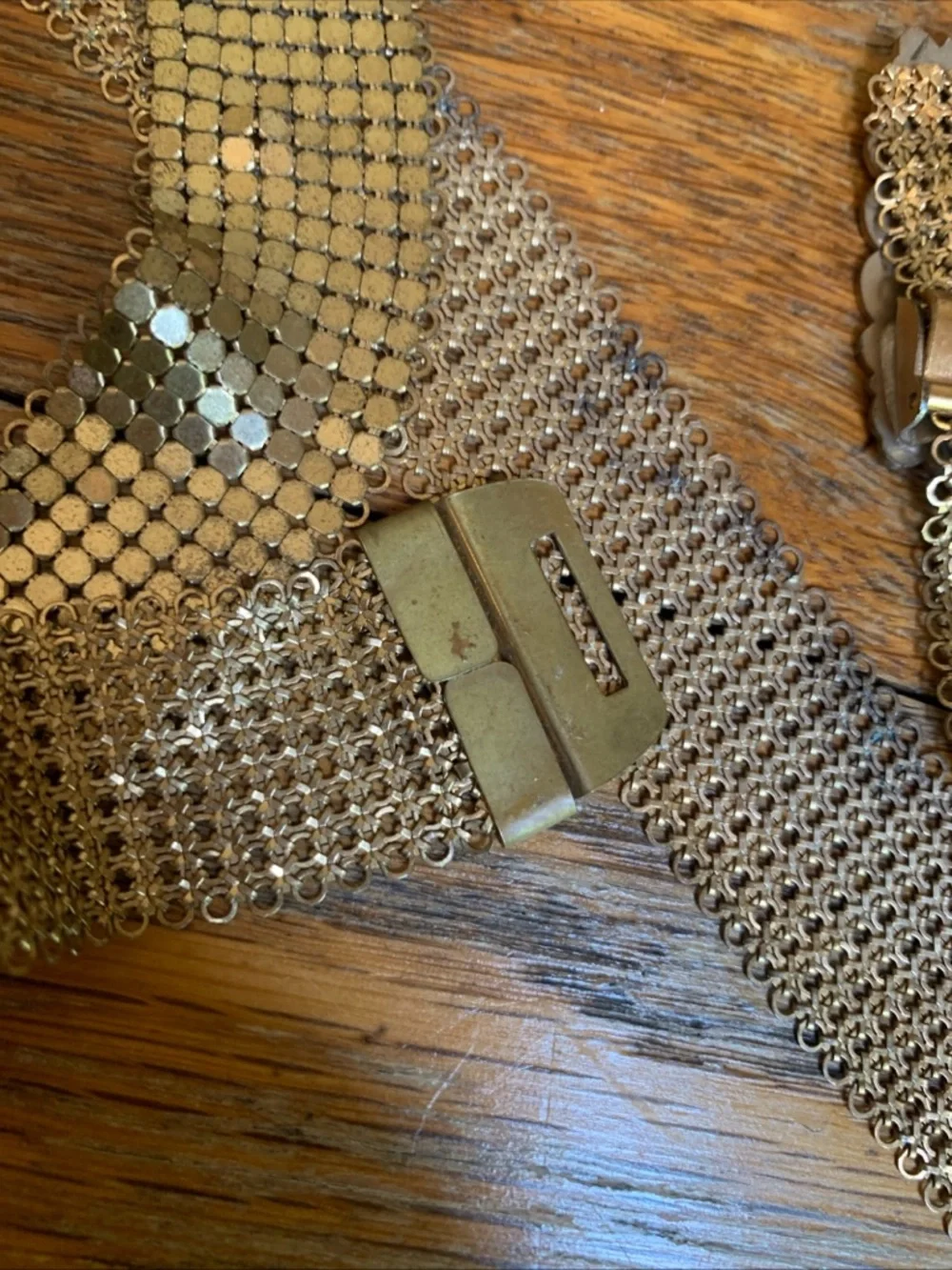 Vintage WHITING & DAVIS CO?? Brass METALLIC MESH BELT Disco Adjustable Festival